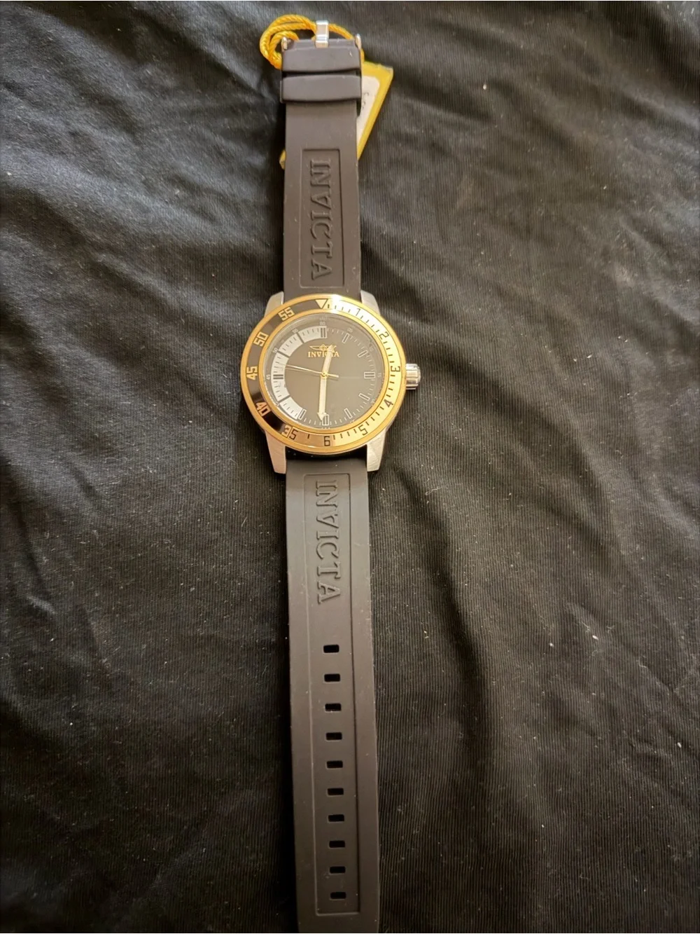 Invicta Black and Gold Silicone Strap Watch